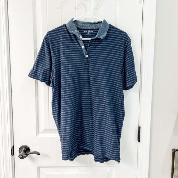J. Crew Mercantile Navy Striped Outdoor Performance Polo Size Large - Picture 1 of 7